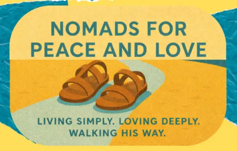 Sandals with the title Nomads for Peace and Love